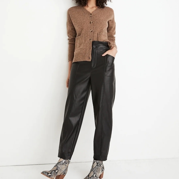 Madewell Vegan Leather Pull-On Paperbag Pants - Picture 3 of 14